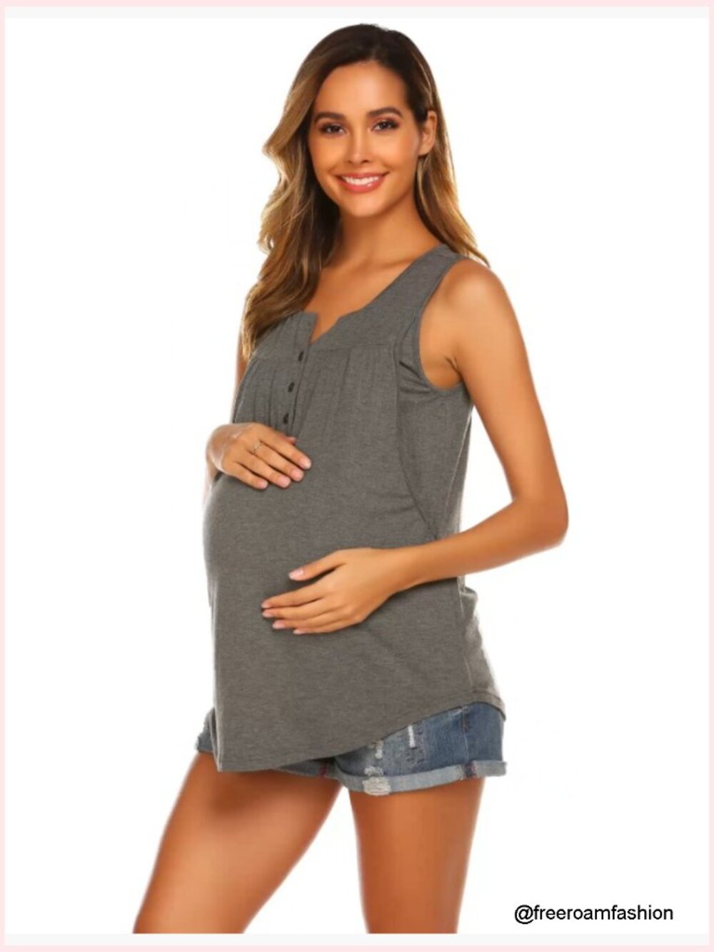 Maternity Nursing Tank Top Sleeveless Double Layer Breastfeeding Shirt - Picture 7 of 7